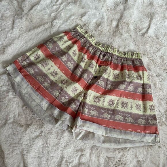 NWT free people intimates yellow and orange patterned long cuffed shorts - Picture 2 of 8